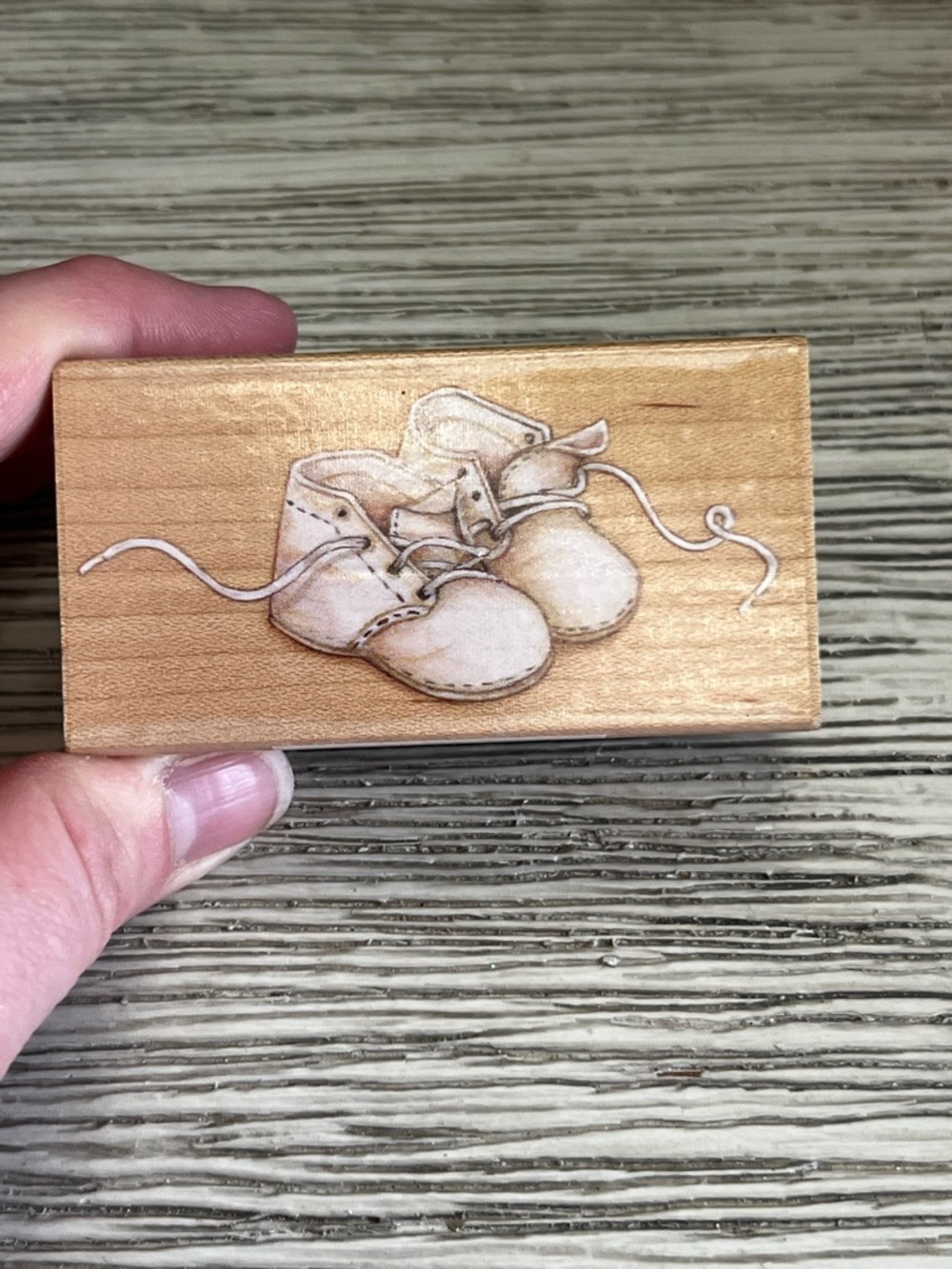 🆕 Baby Booties Wooden Rubber Stamp